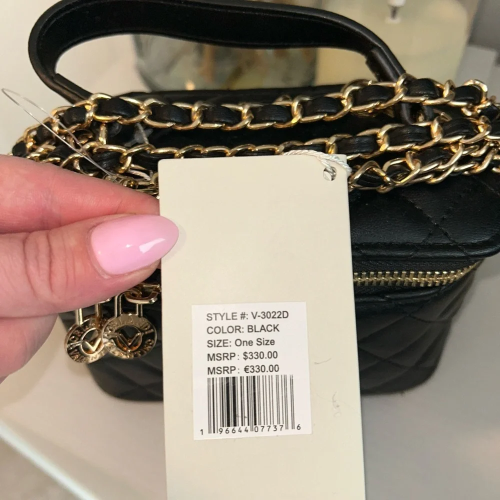 Valentino Orlandi Black Quilted Mini Bag with Gold Accents - Picture 2 of 4